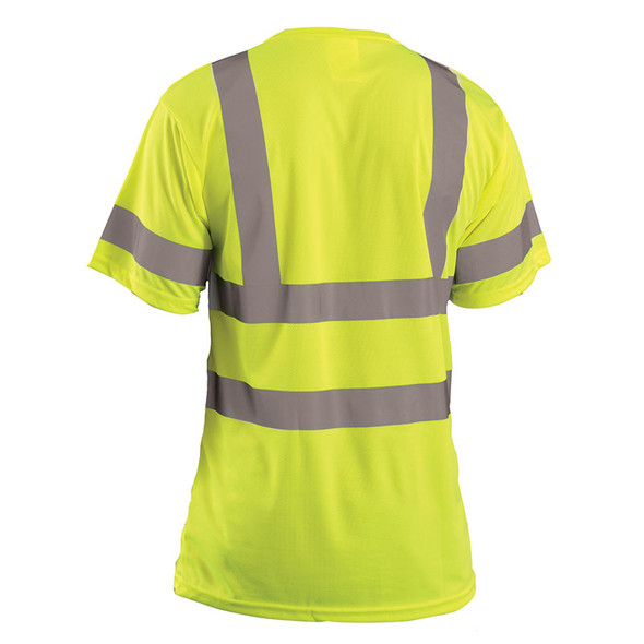 Occunomix Class 3 Hi Vis T-Shirt Moisture Wicking Birdseye with Pocket LUX-SSETP3B Yellow Back